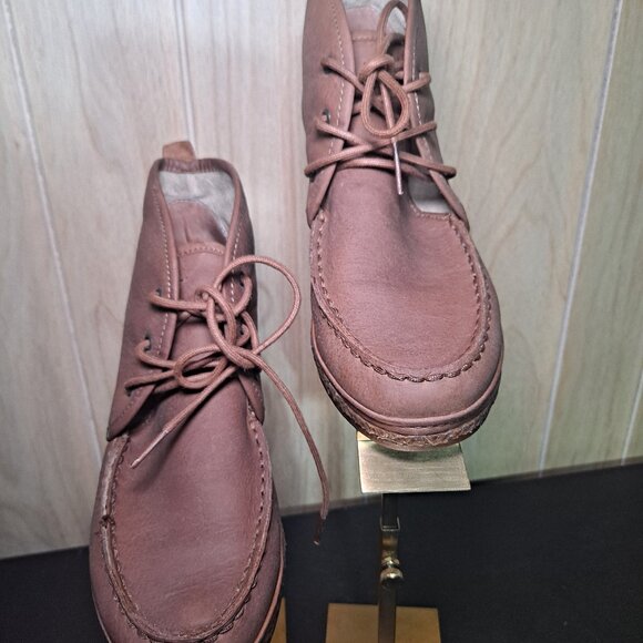 OluKai Shoes - Olukai Wali Wedge Moc Toe Brown Leather Boots Women Size 5